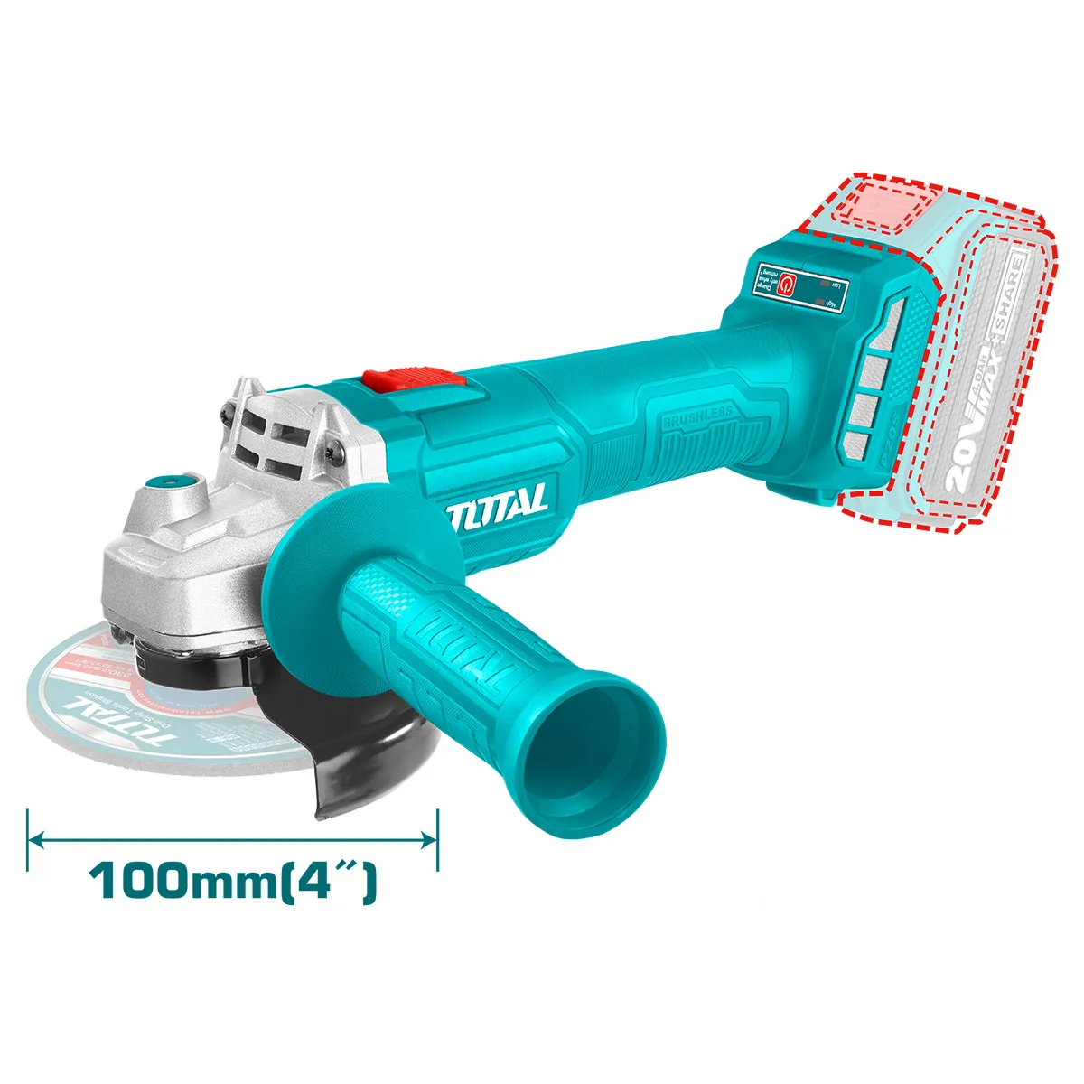[Promotion] Total เครื่องเจียร์ 4 นิ้ว ไร้สาย 20 โวลท์ รุ่น TAGLI20107 ( Li-ion Angle Grinder )